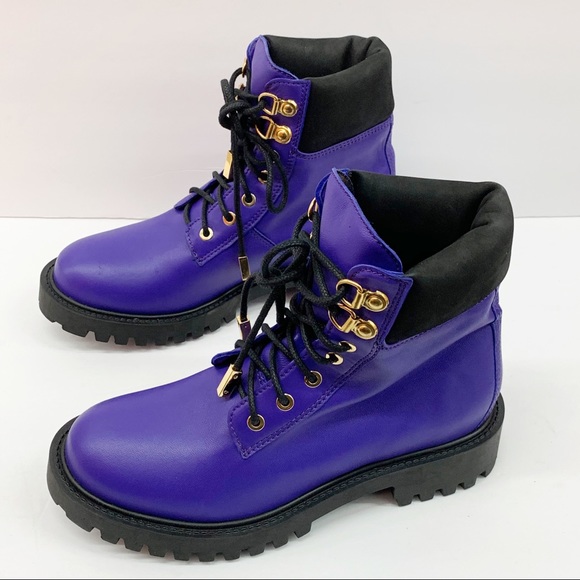 SOLD Moschino H&M Purple Leather Boots Women New - Picture 6 of 10